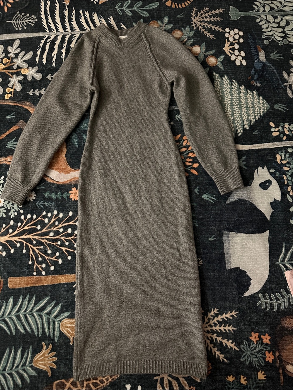 H&M Gray Long-Sleeve Knit Midi Dress